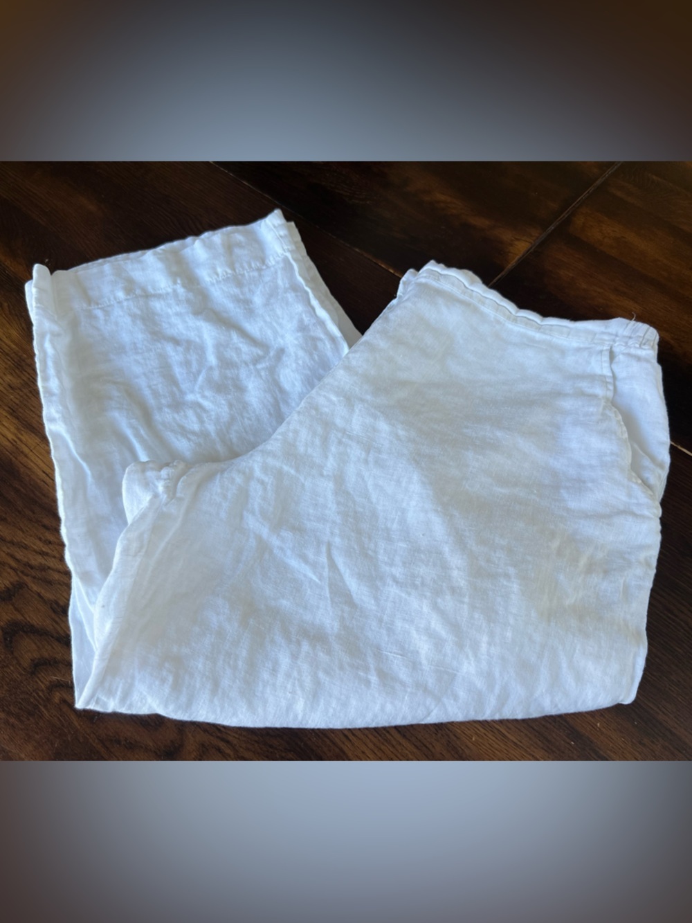 Flax 100% Linen Crop Pants Women’s M (10-14) White Lightweight Pockets Coastal - Picture 5 of 14